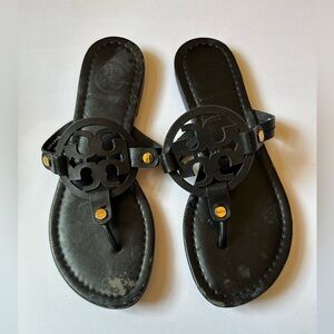 Tory Burch Miller Medallion Summer Sandal Classic Black Leather Womens Size 6